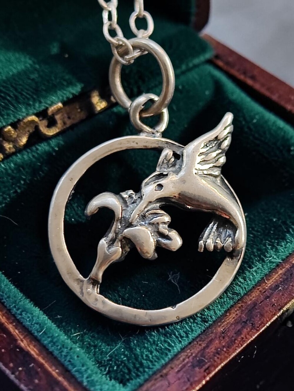 Antique Sterling Silver Hummingbird Necklace
